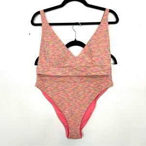 Aerie 2pc Bikini Set Colorful Textured Multicolor Swim Top & Bottom XL